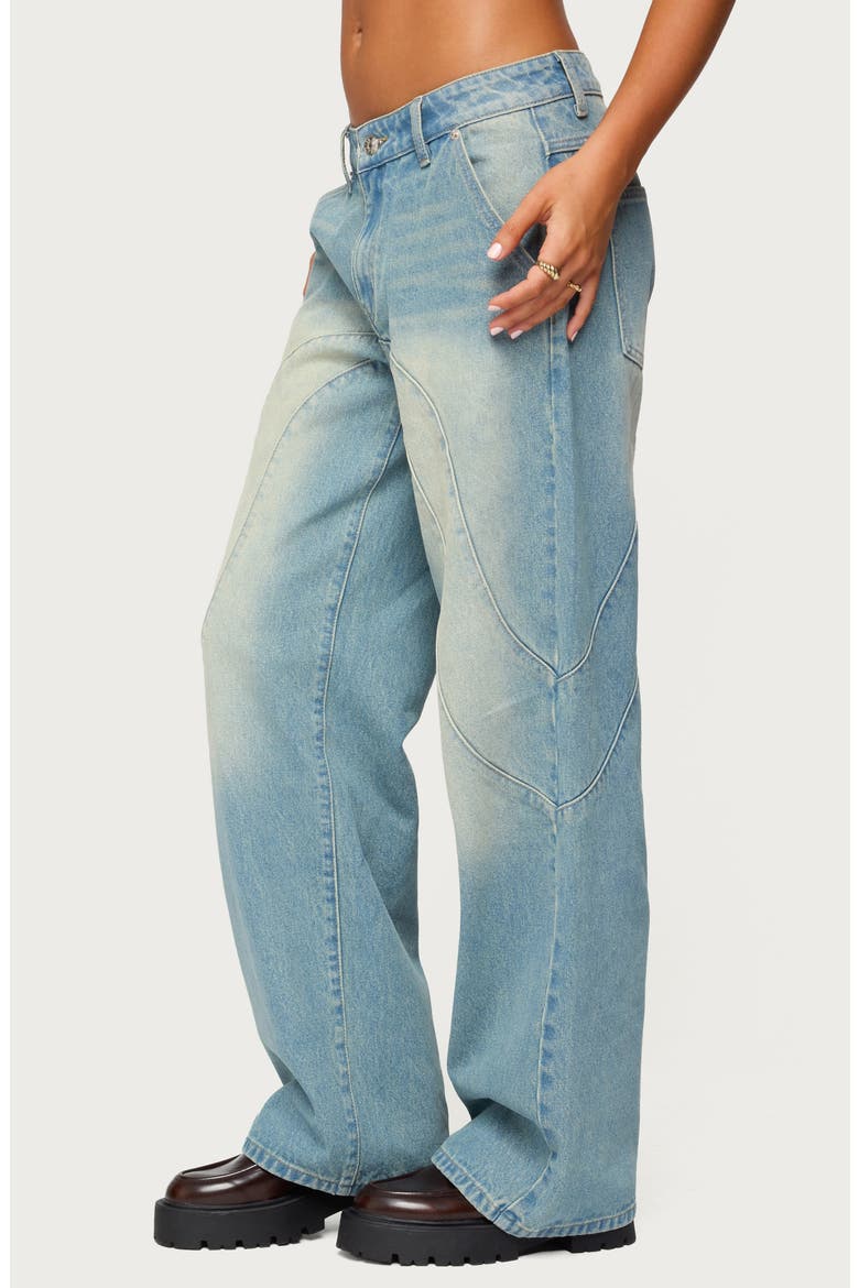 Kiria Stitched Low Rise Baggy Jeans, Alternate, color, BLUE-WASHED