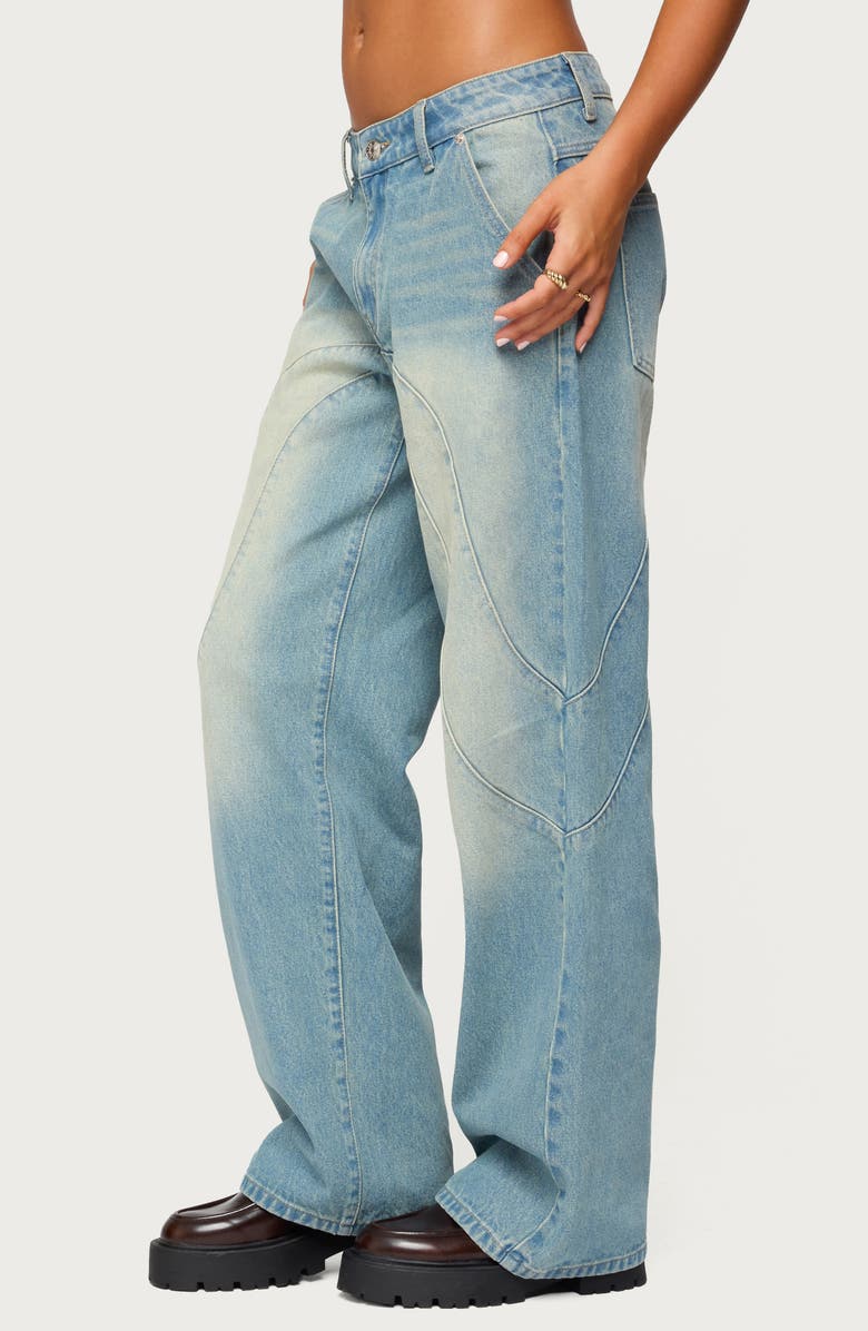 EDIKTED Kiria Stitched Low Rise Baggy Jeans, Alternate, color,