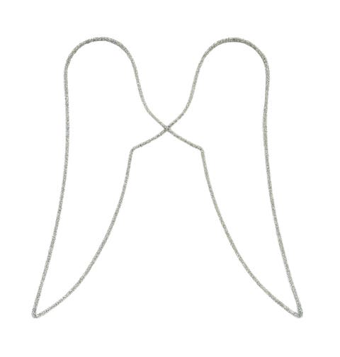 Glass Beaded Metal Angel Wings, Silver Finish