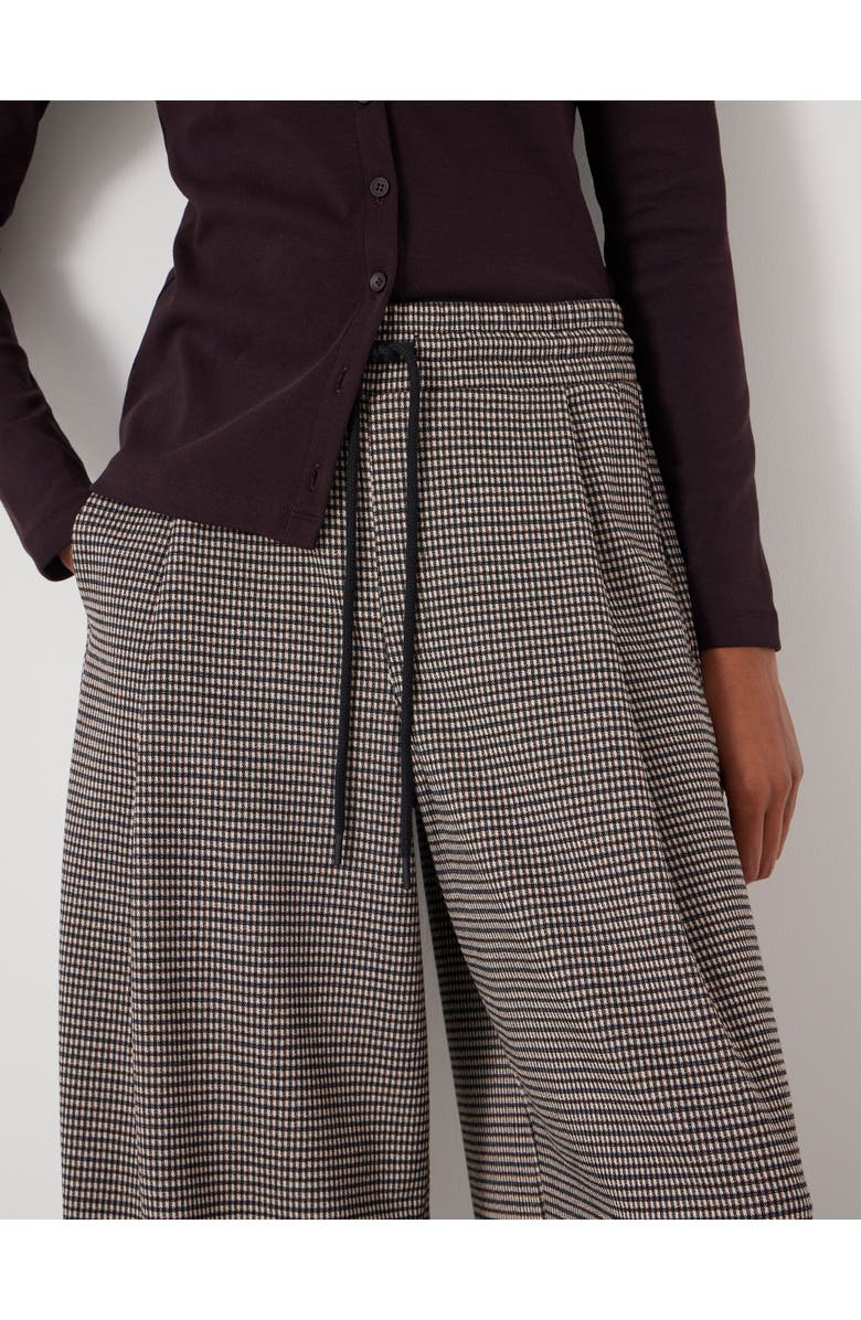 Hush Check Wide Leg Jersey Pants, Alternate, color, Brown Check