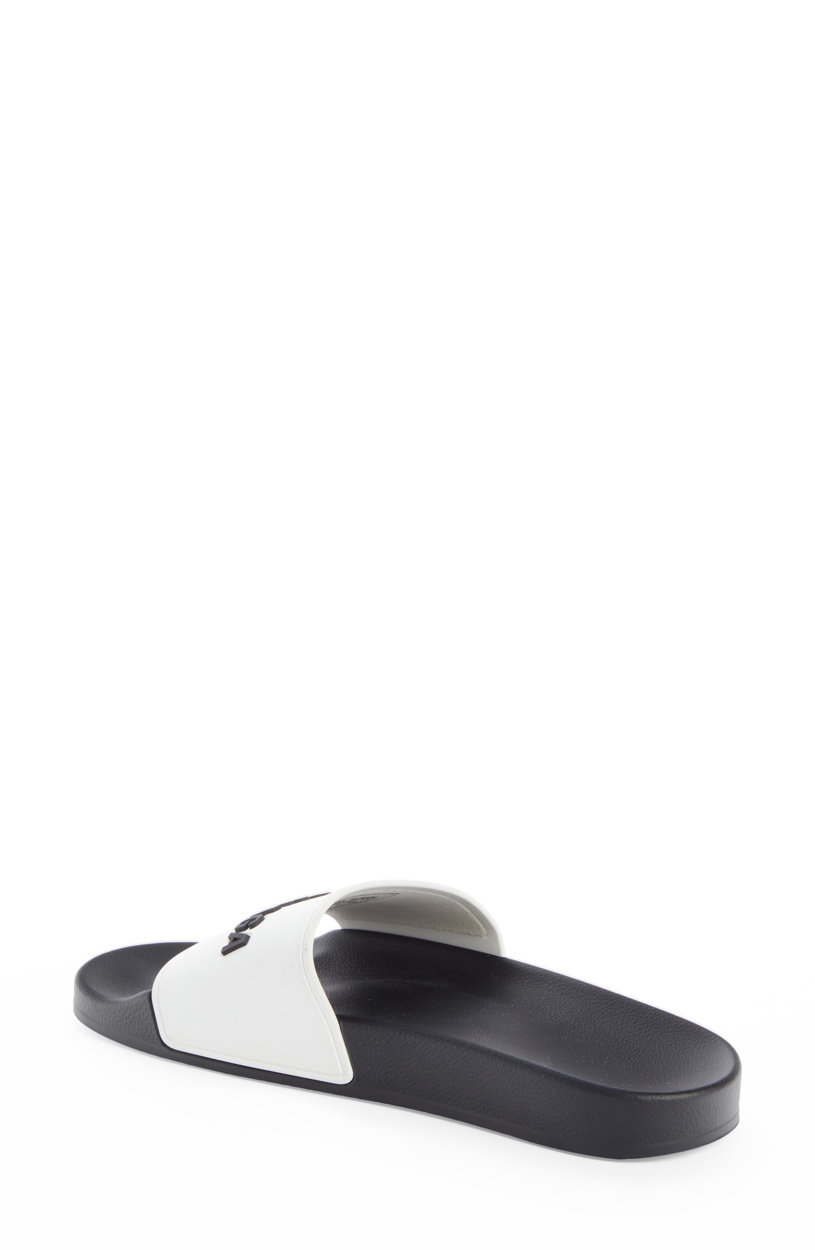 Logo Pool Slide Sandal, Alternate, color, WHITE/ BLACK/ BLACK