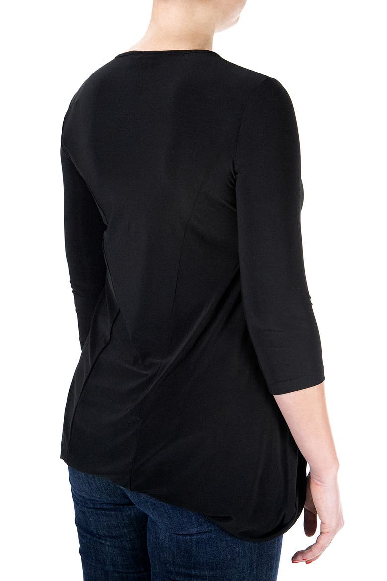 Scoop Neck Elbow Length Sleeve Jersey Dress, Alternate, color, BLACK