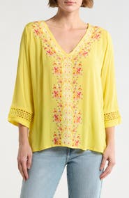 Forgotten Grace Embroidered V-Neck Top