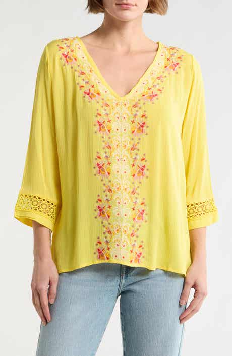Forgotten Grace Embroidered V-Neck Top