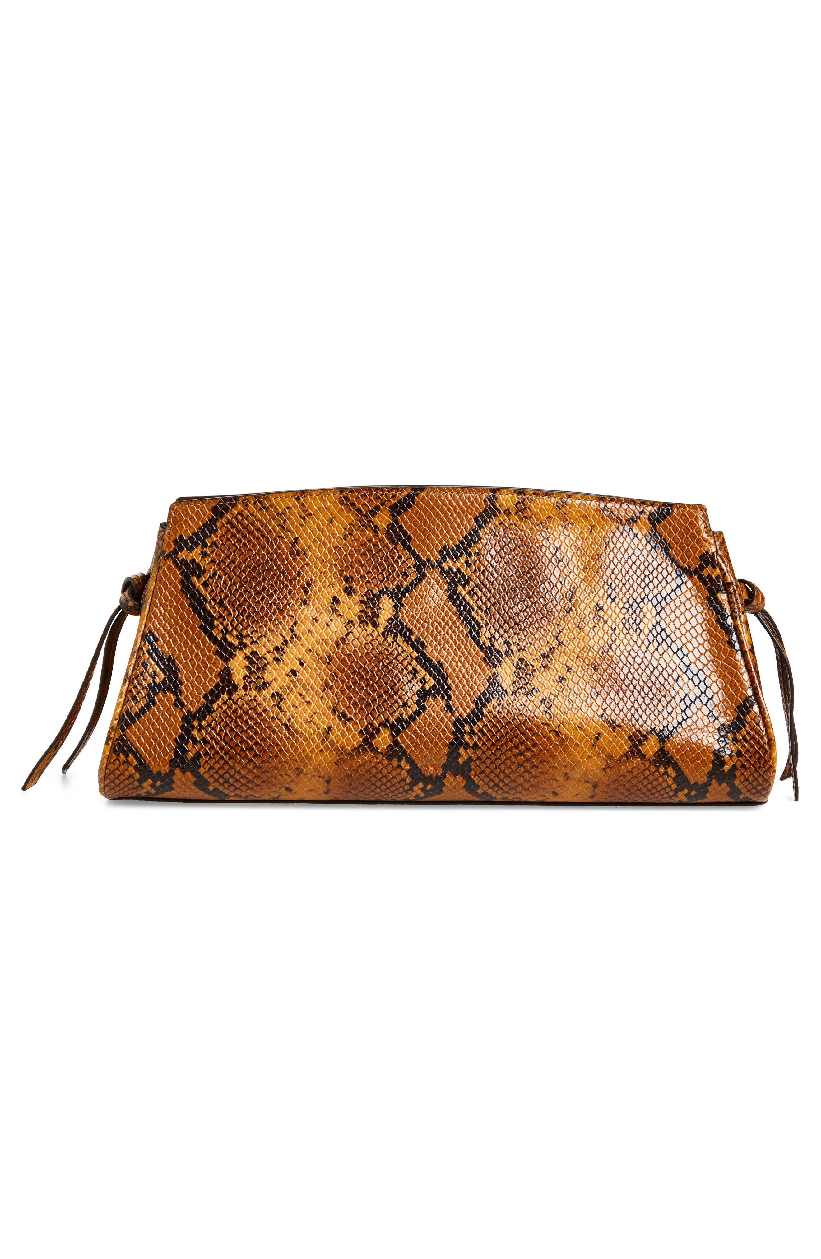 STAUD Maude Soft Leather Clutch, Alternate, color, Snake