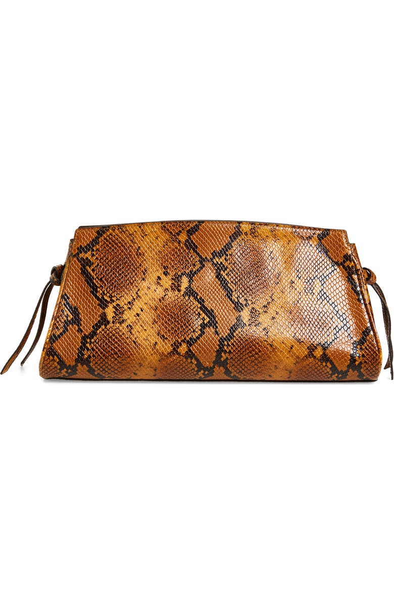 STAUD Maude Soft Leather Clutch, Alternate, color, Snake
