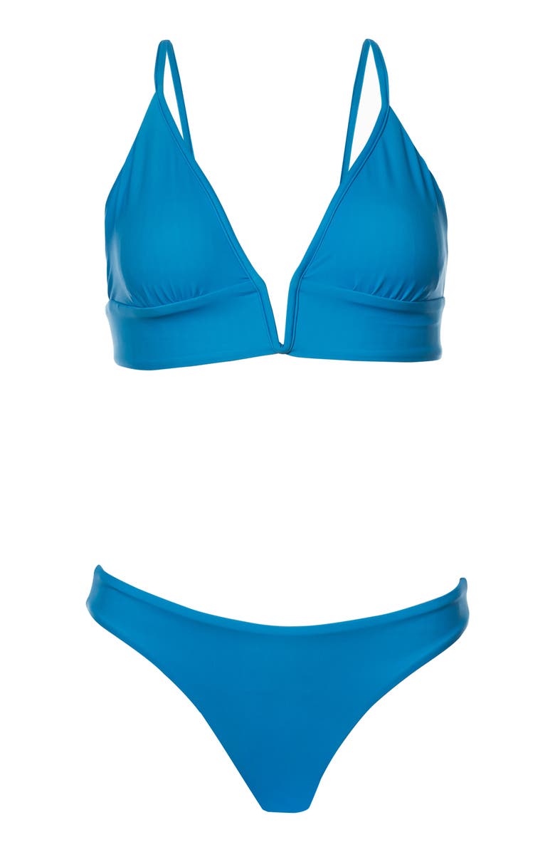 Maaji Blue Parade Reversible Triangle Bikini Top, Alternate, color, Blue