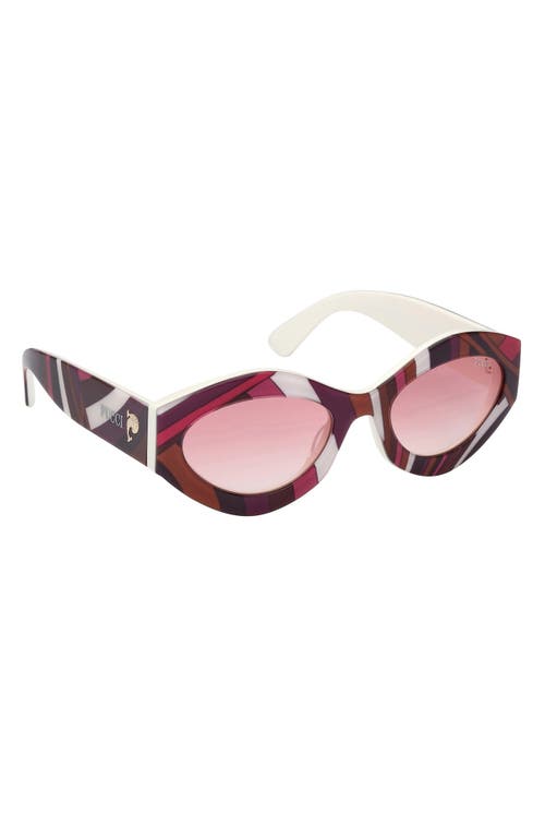 Emilio Pucci 54mm Gradient Geometric Sunglasses In White Pattern/grad Fuschia