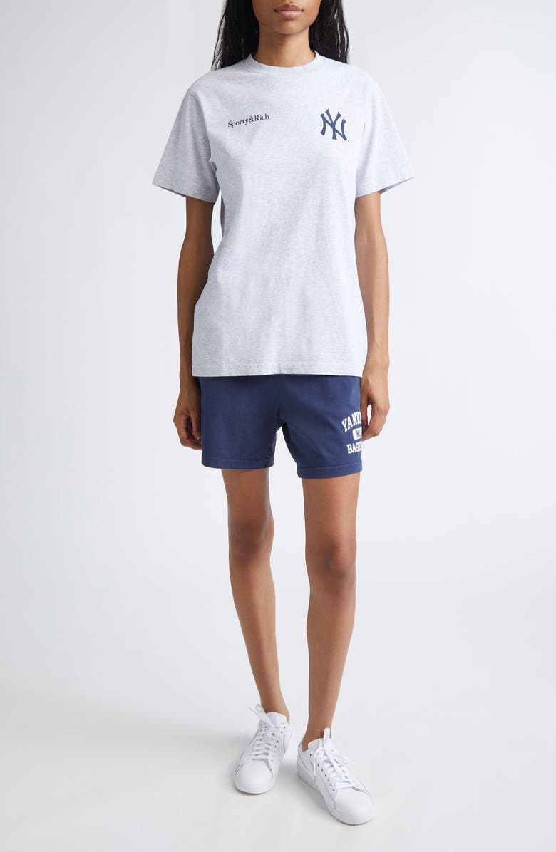 Sporty & Rich Yankees Gym Shorts, Alternate, color, Dark Navy