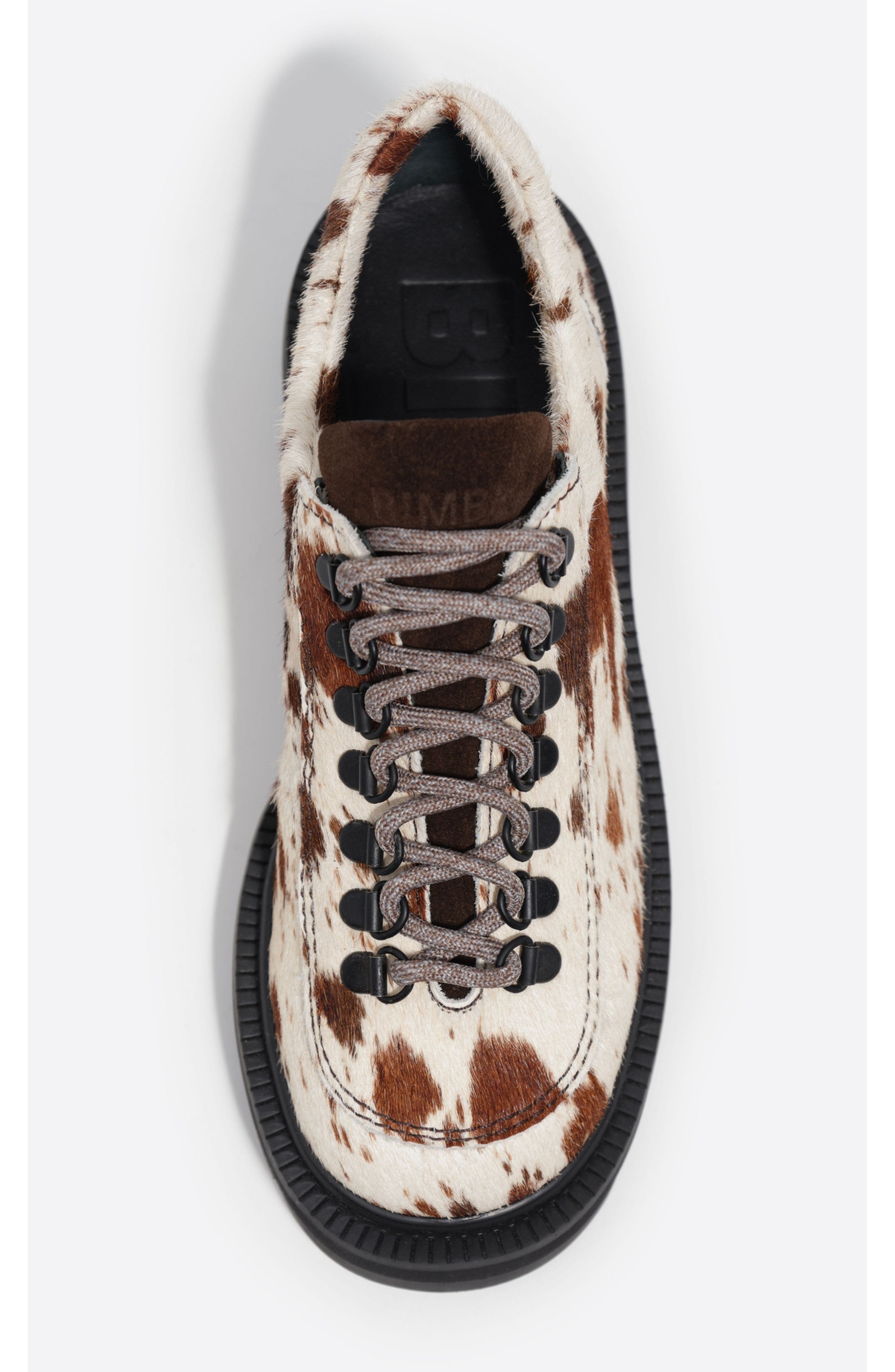 Bimba y Lola Fur Leather Lace-Up Shoe, Alternate, color, Ochre