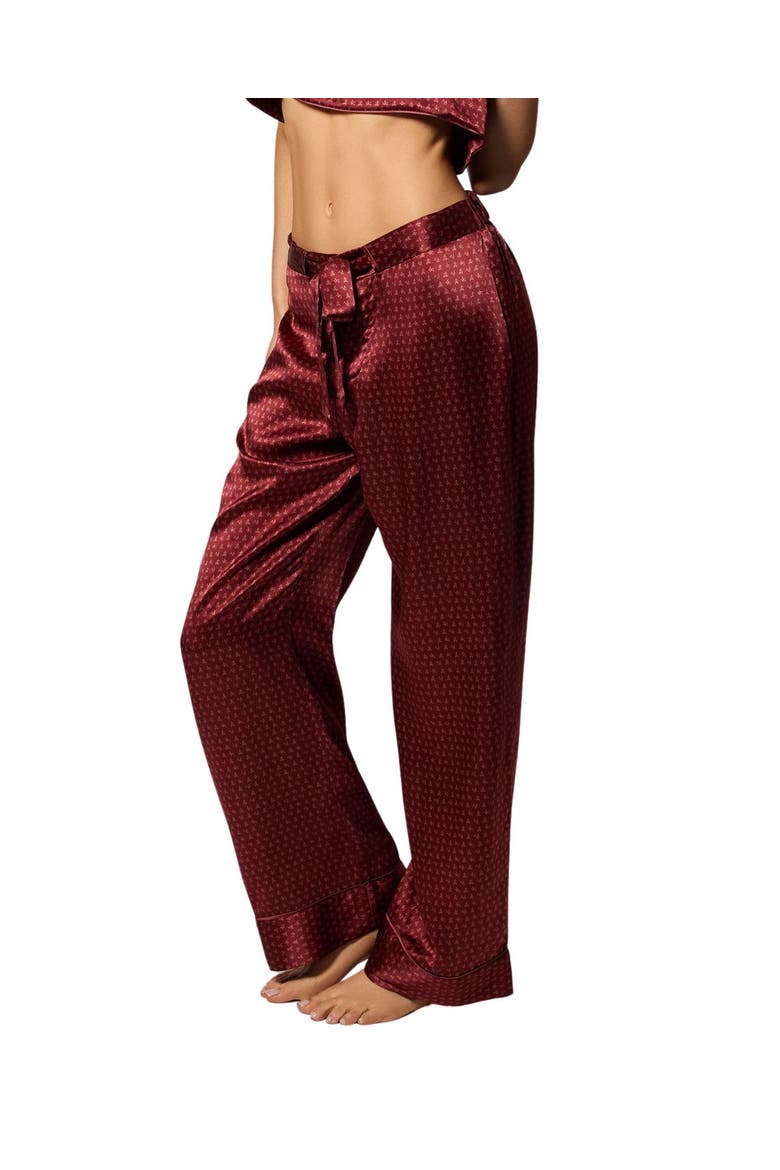 Silk Lounge Moi Et Toi Tie Up Pajama Pant, Alternate, color, BRICK DUST / ROSE FAUVEE