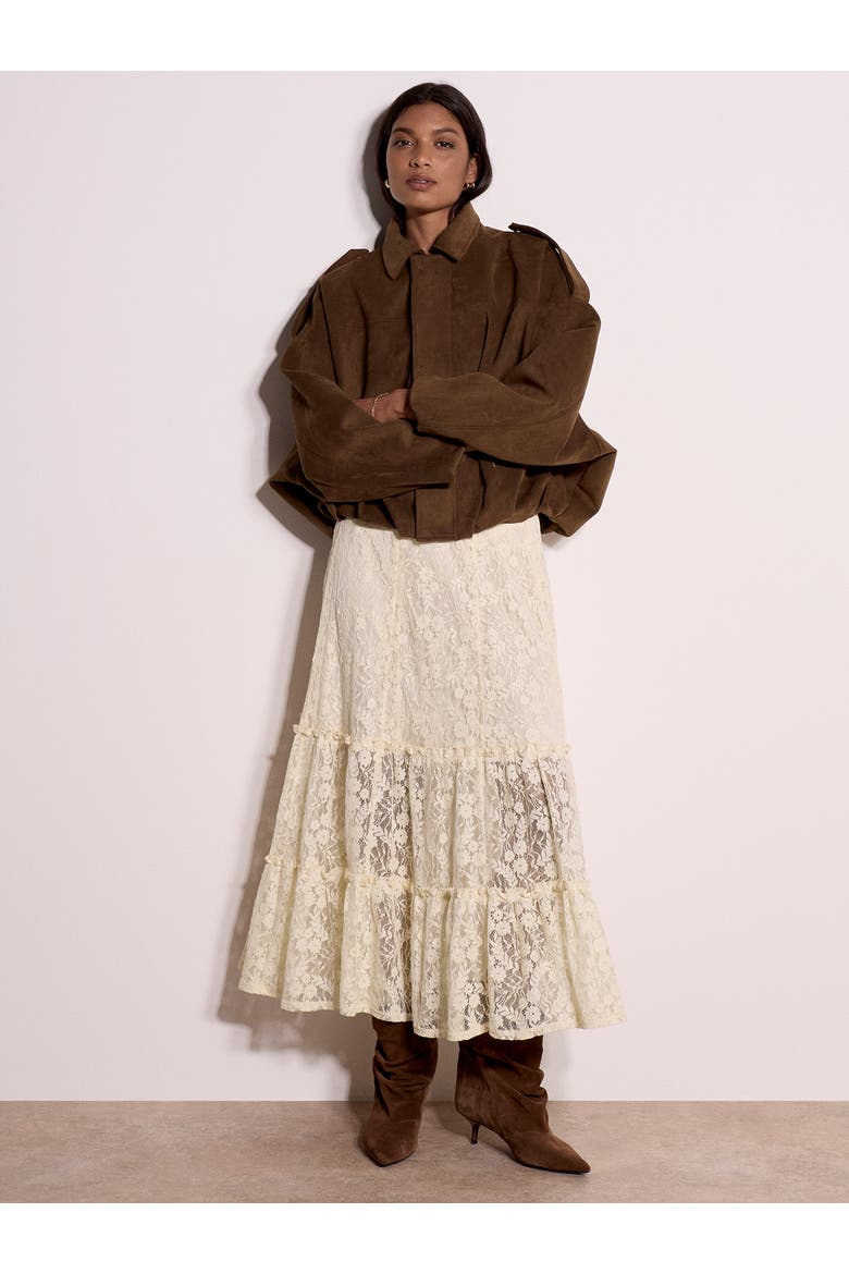 Suedette Bubble Hem Jacket, Alternate, color, Brown