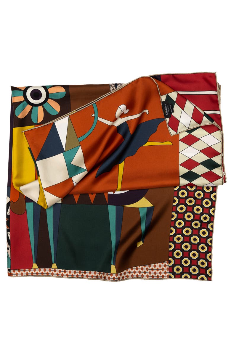 Elizabetta Parisian Carnival - Silk Foulard, Alternate, color, Chocolate