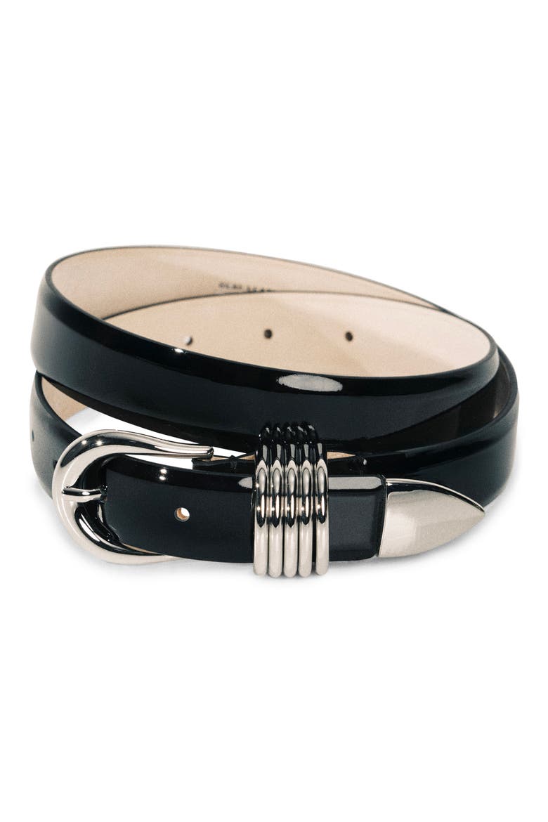 Hollyhock Patent Leather Belt, Alternate, color, BLACK SILVER