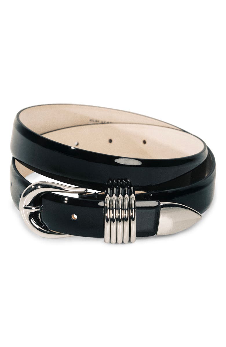 Déhanche Hollyhock Patent Leather Belt, Alternate, color, Black Silver