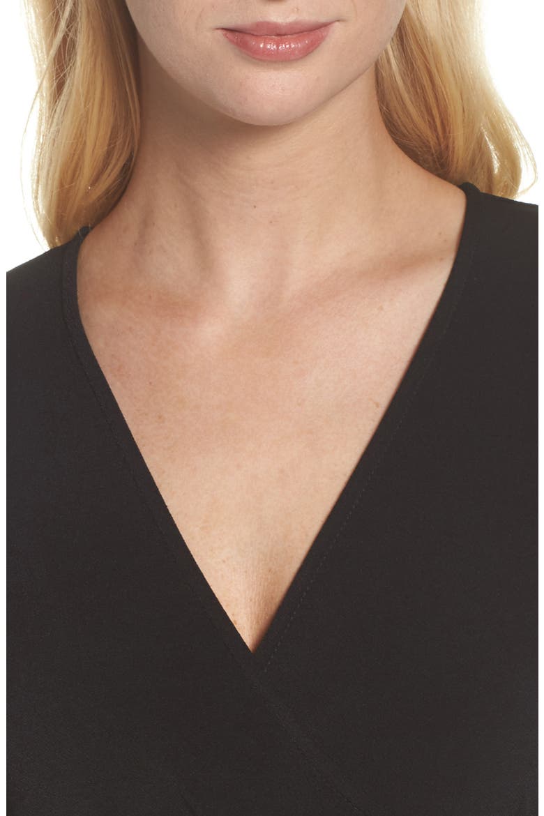 Print Jersey Faux Wrap Dress, Alternate, color, BLACK CREPE