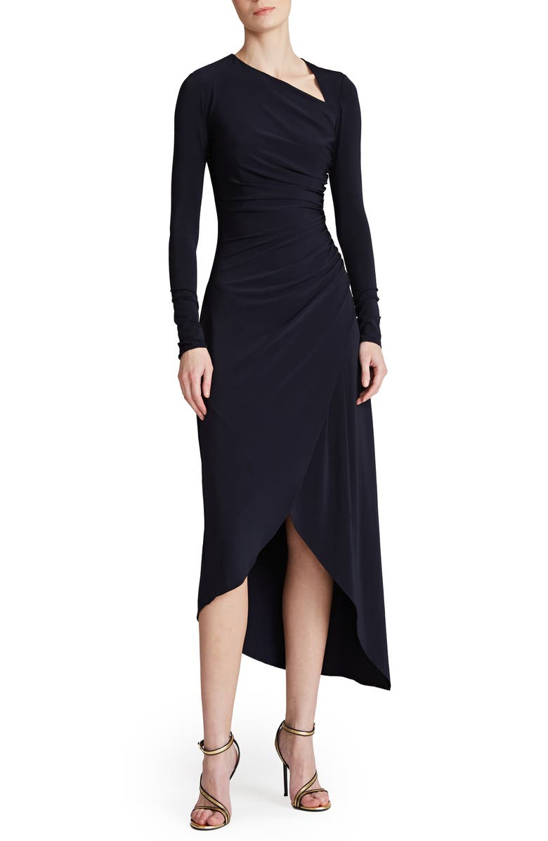HALSTON EVENING Giorgia Long Sleeve Jersey Cocktail Dress, Main, color, 