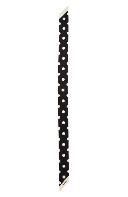 Valentino Garavani Polka Dot Silk Twill Skinny Scarf In Black
