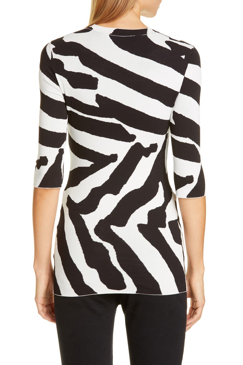 Animal Pattern Sweater, Alternate, color, SNOW/ BLACK