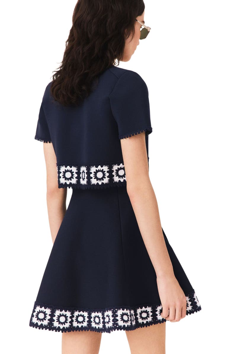 maje Cardigan with crochet panels, Alternate, color, Navy