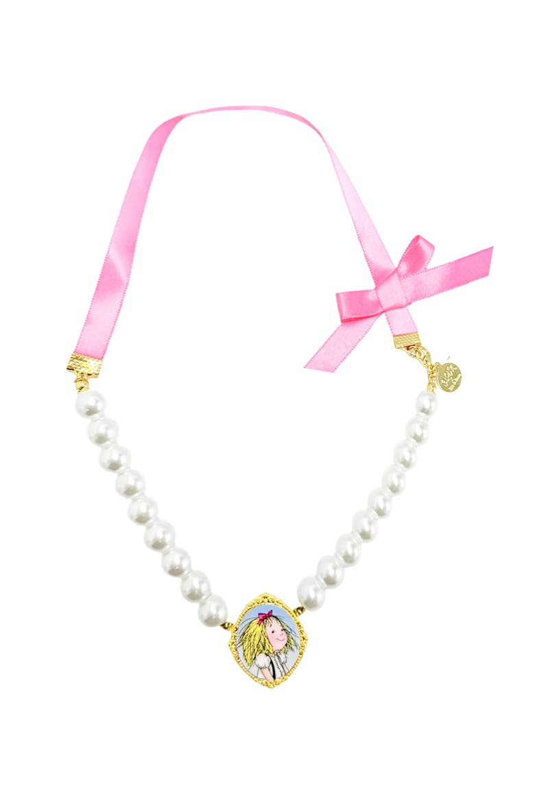 Eloise Bow Pearls Cameo Necklace, Main, color, Pink/White