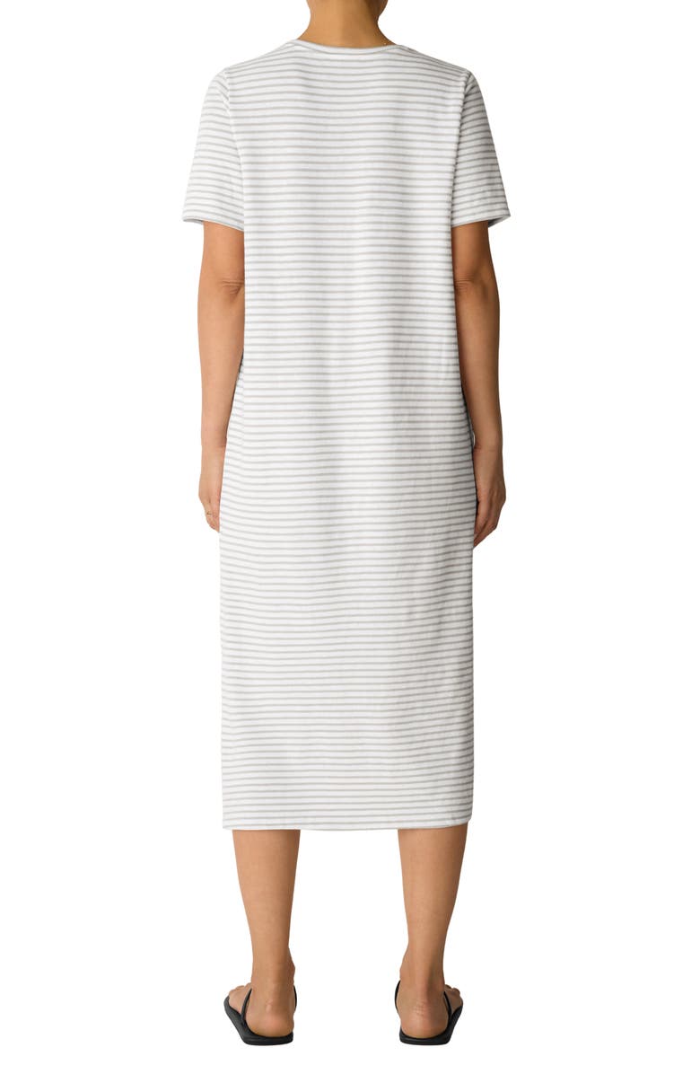 Eileen Fisher Stripe T-Shirt Midi Dress, Alternate, color, Chalk