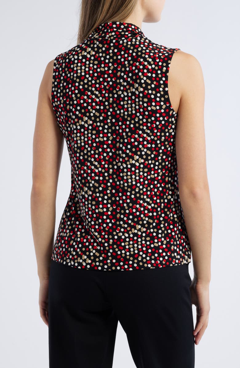 Anne Klein Polka Dot Triple Pleat Sleeveless Top, Alternate, color,