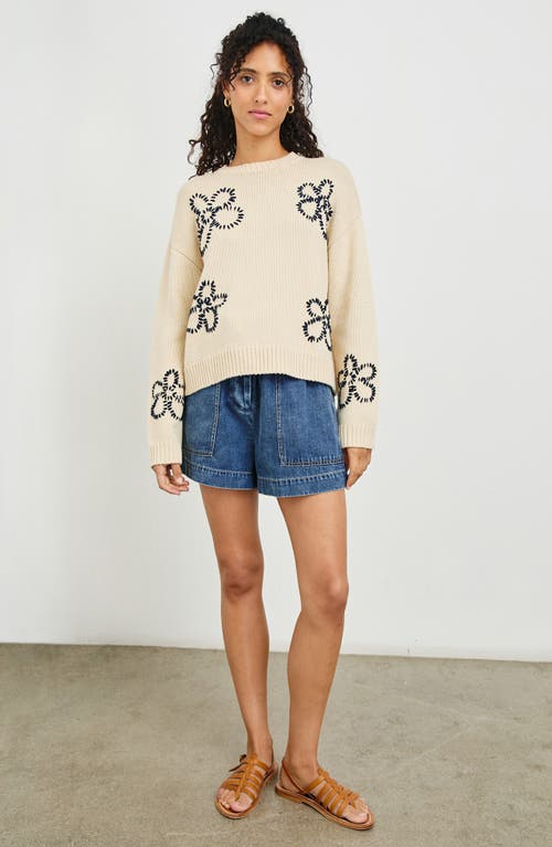 Rails Zoey Floral Stitch Sweater In Ivory Navy Stitched Daisies
