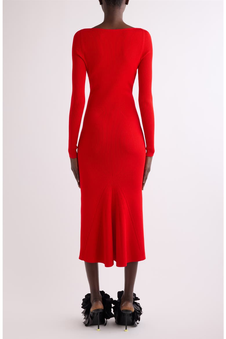 Kickback Long Sleeve Rib Midi Sweater Dress, Alternate, color, POPPY RED