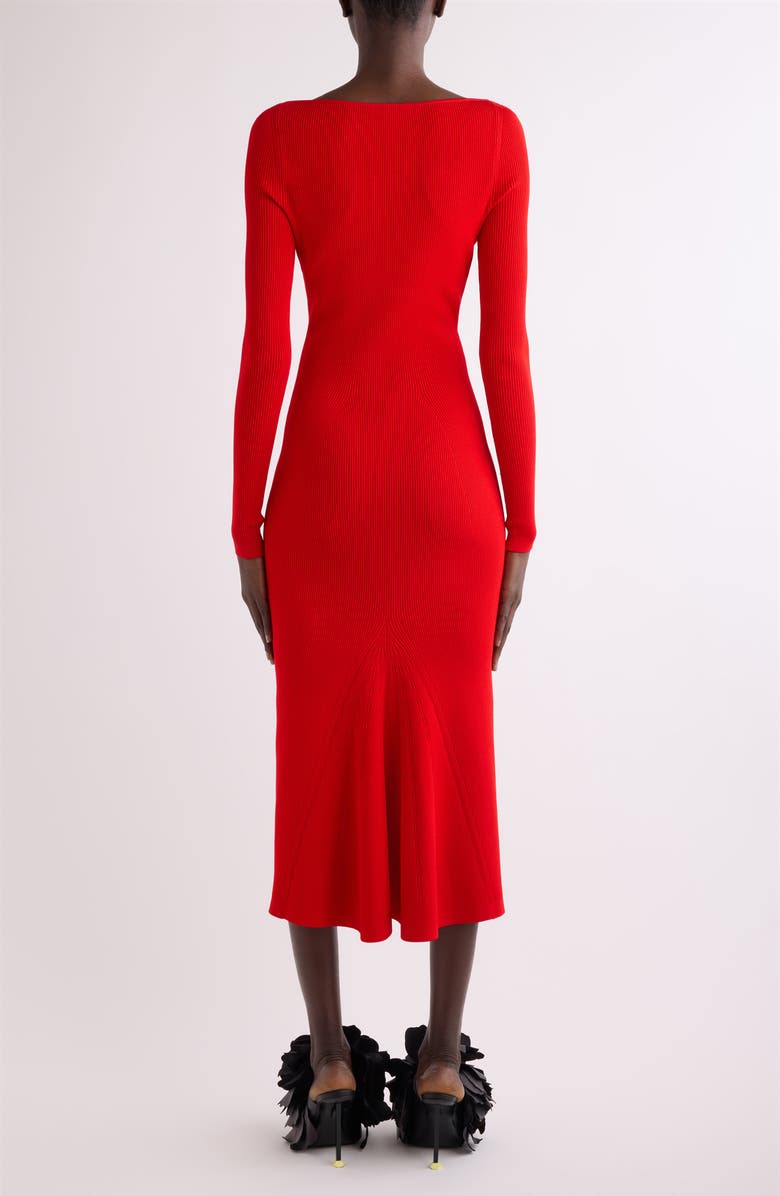 Givenchy Kickback Long Sleeve Rib Midi Sweater Dress, Alternate, color, Poppy Red