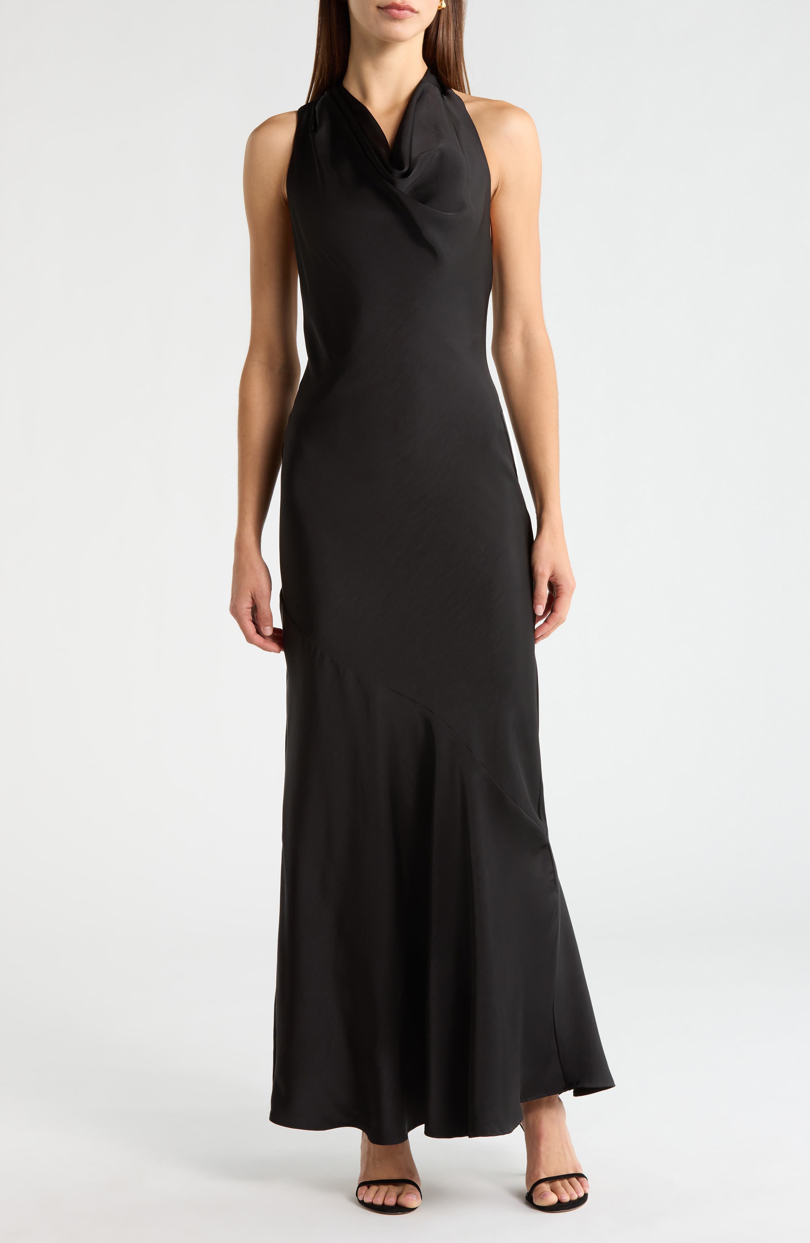ASTR the Label Varya Cowl Neck Satin Maxi Slipdress