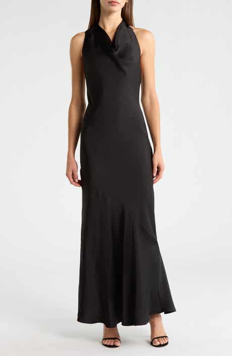 ASTR the Label Varya Cowl Neck Satin Maxi Slipdress