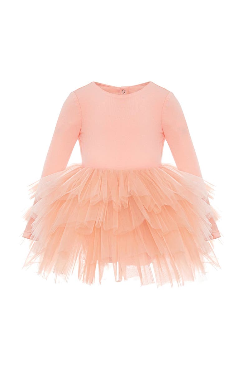 Blossom Long Sleeve Fluffy Tutu Dress, Alternate, color, Salmon Blossom