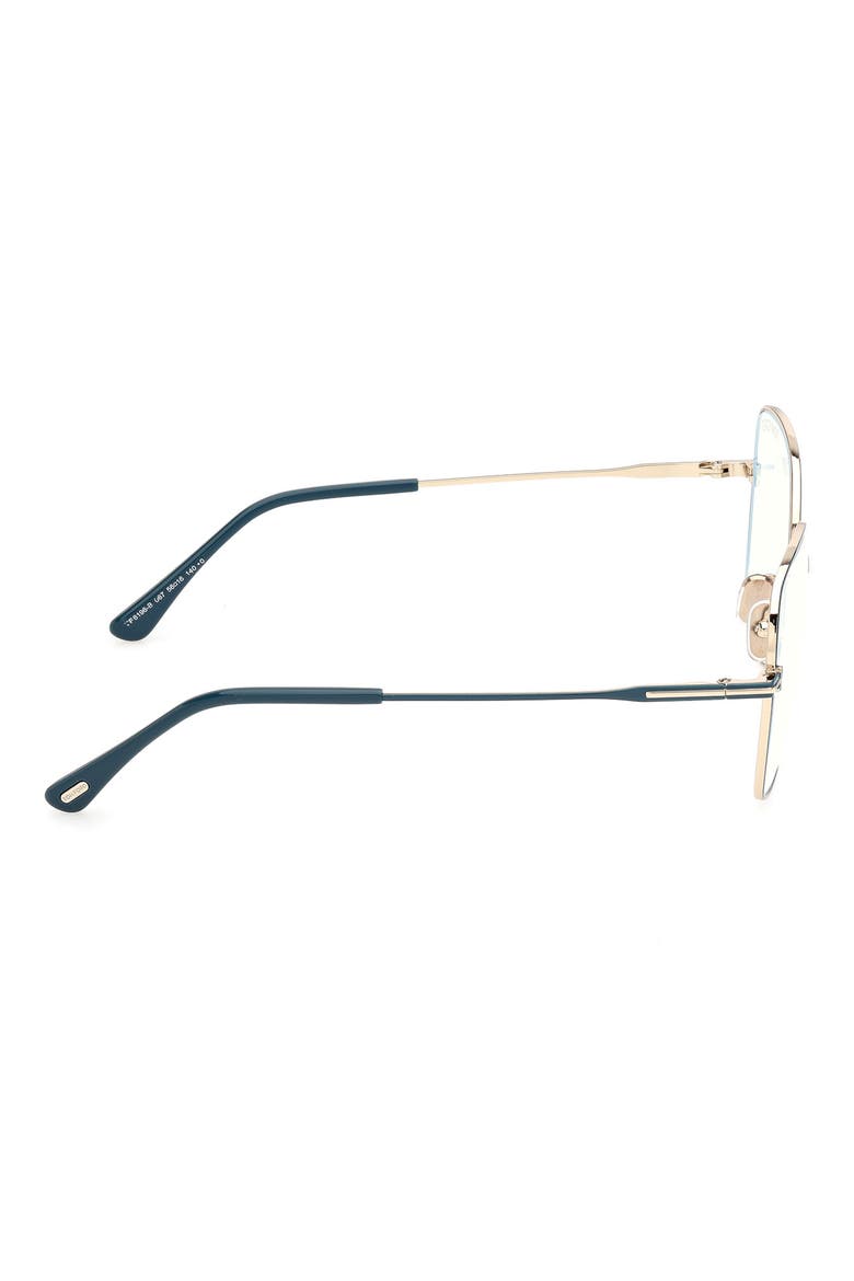 56mm Square Blue Light Blocking Glasses, Alternate, color, SHINY TEAL PALE GOLD BLUE
