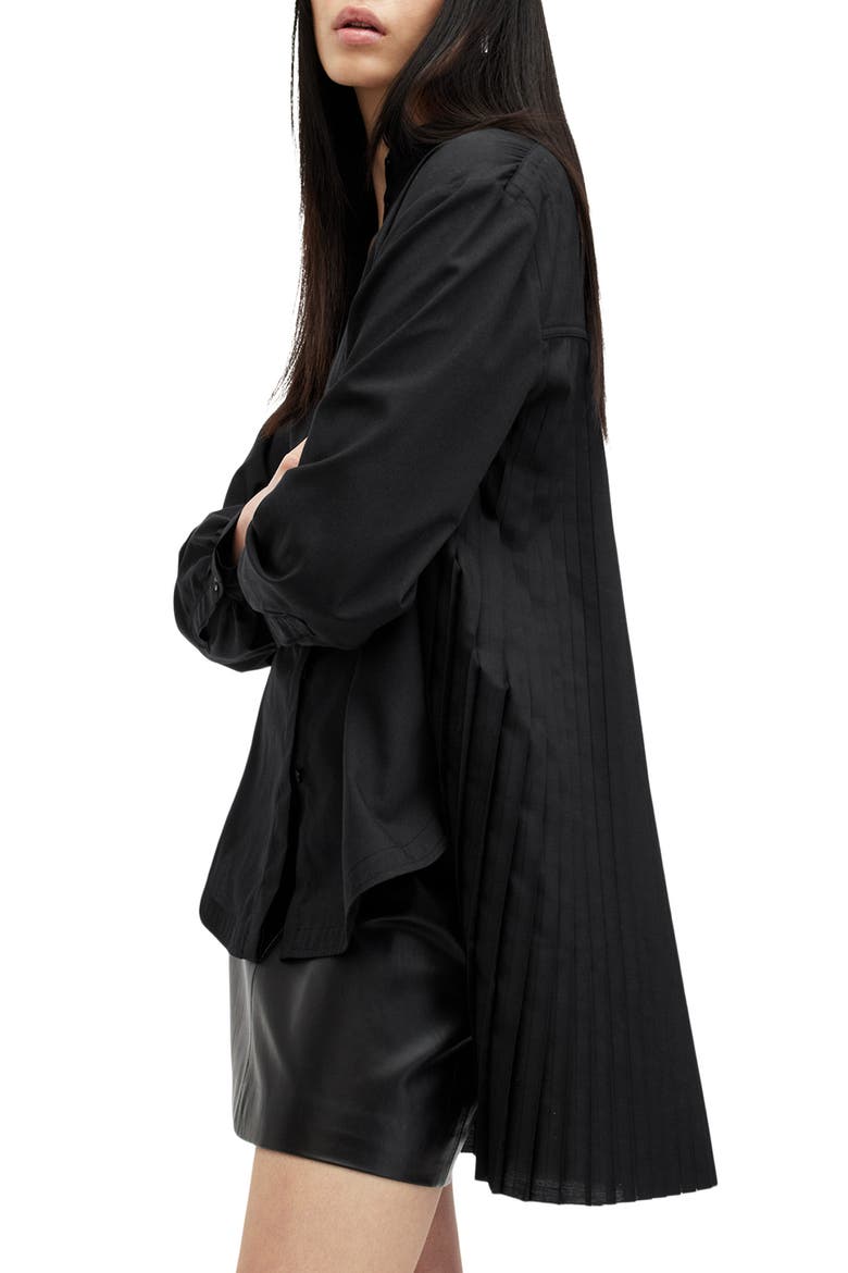 Percy Oversize Button-Up Shirt, Alternate, color, BLACK