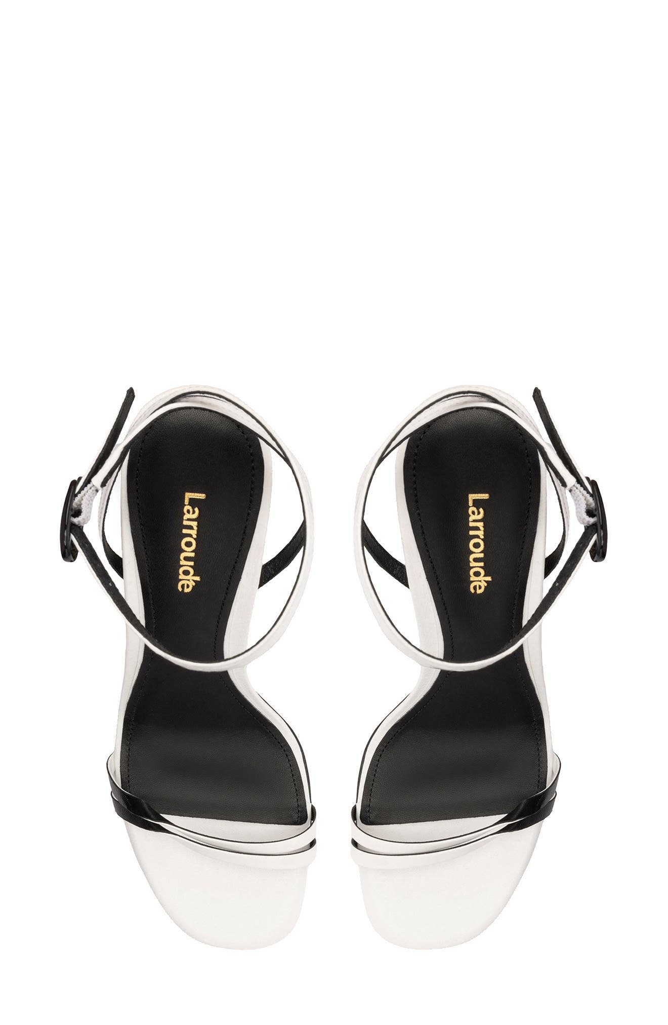 Larroudé Vesper Ankle Strap Sandal, Alternate, color, White Leather