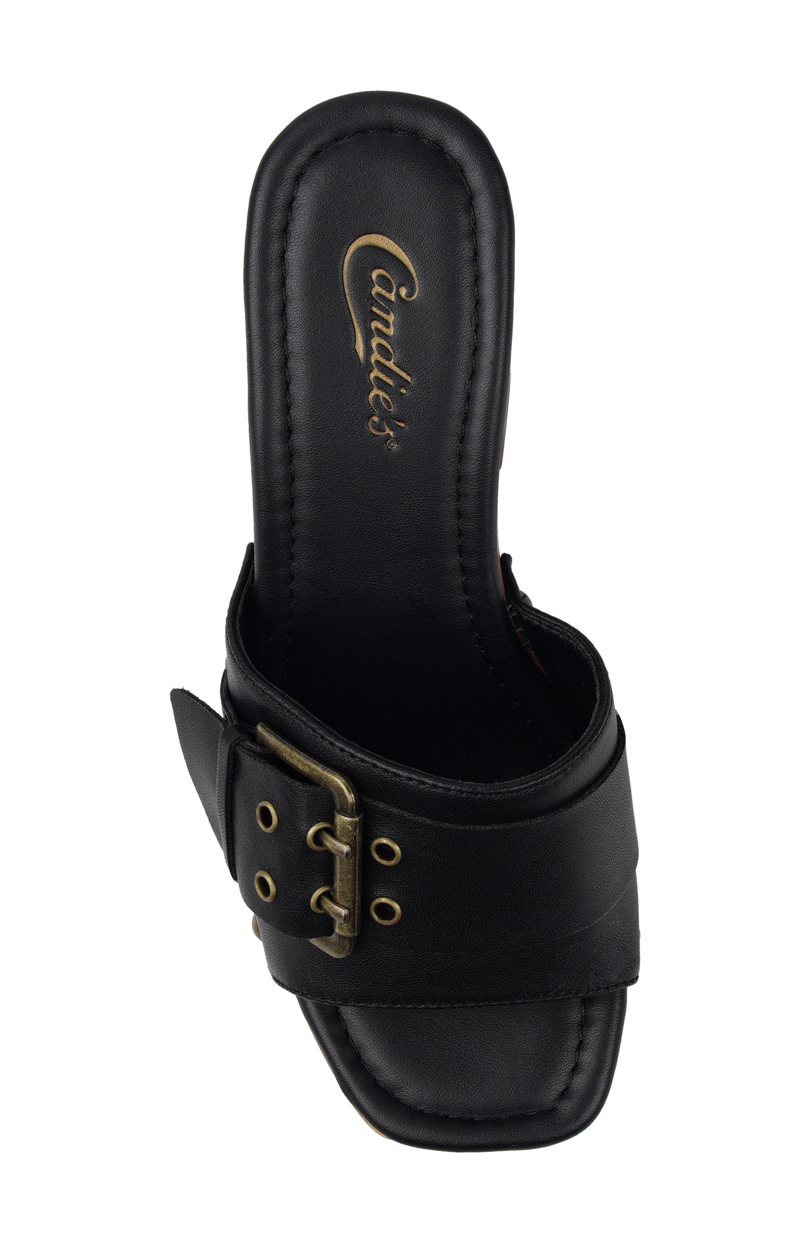 Blooms Faux Leather Platform Slide Sandal, Alternate, color, BLACK