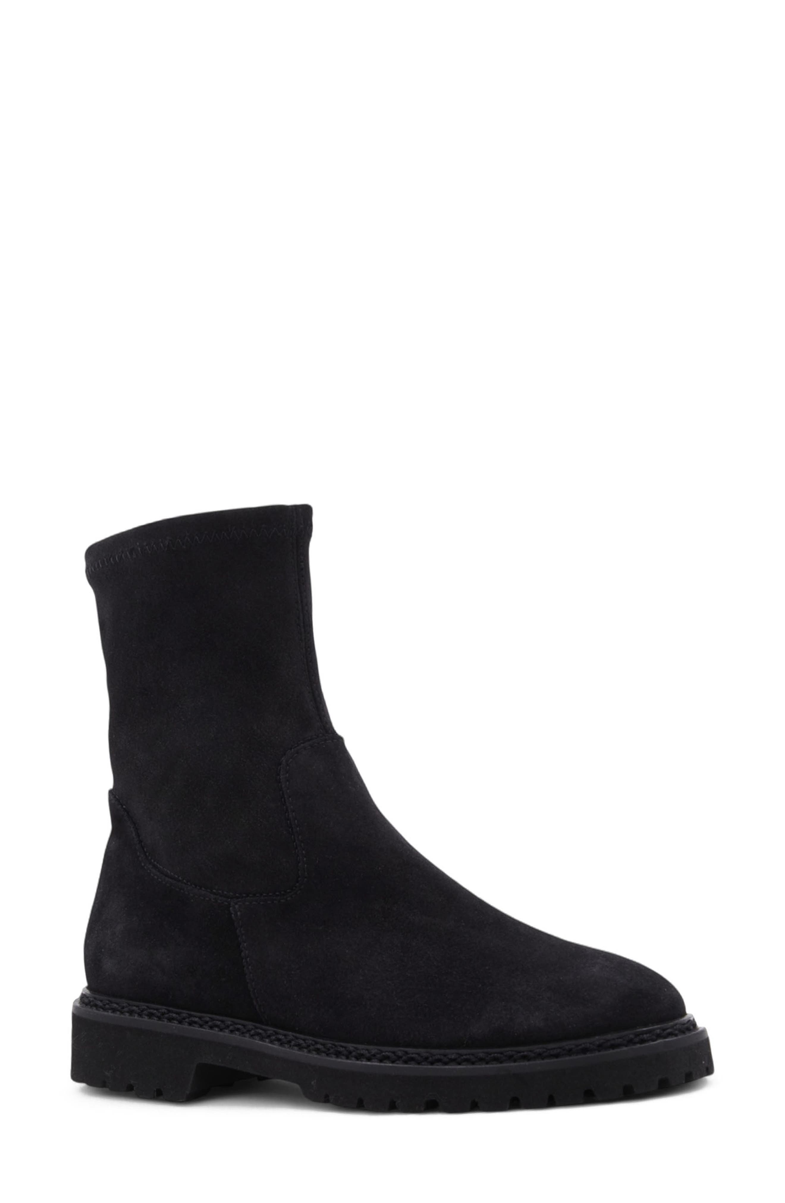 Aquatalia Maryann Weatherproof Suede Bootie, Main, color, Black Suede