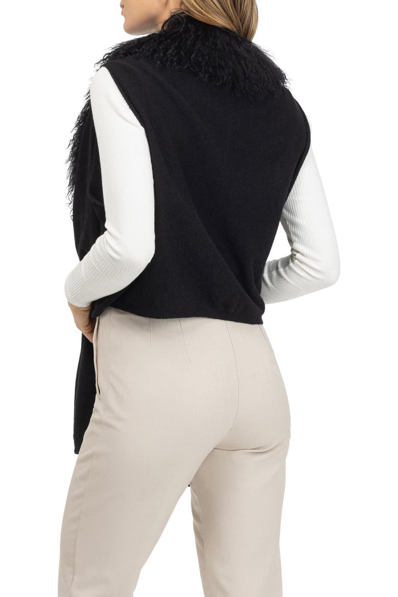 Select Cashmere And Merino Wool Blend Vest With Select Genuine Shearling Trim, Alternate, color, BLACK