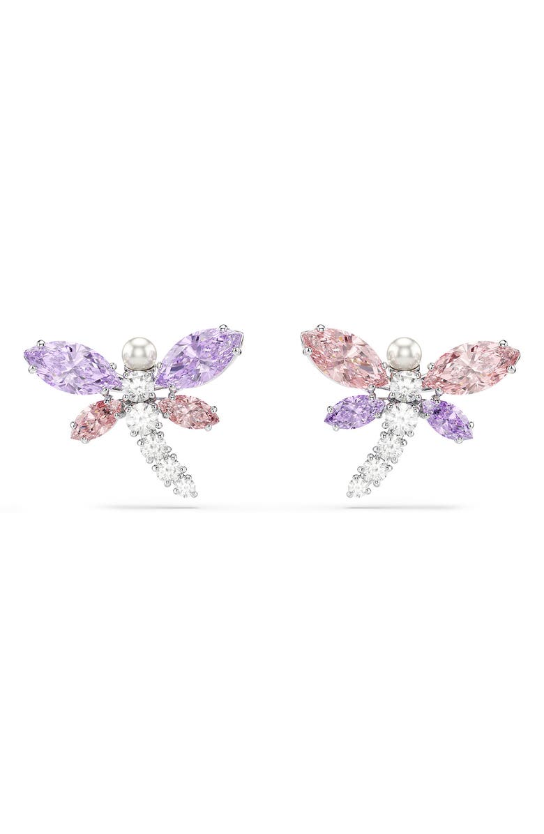 Swarovski x Ariana Grande Multicolor Crystal Stud Earrings, Alternate, color, Silver/ Multi