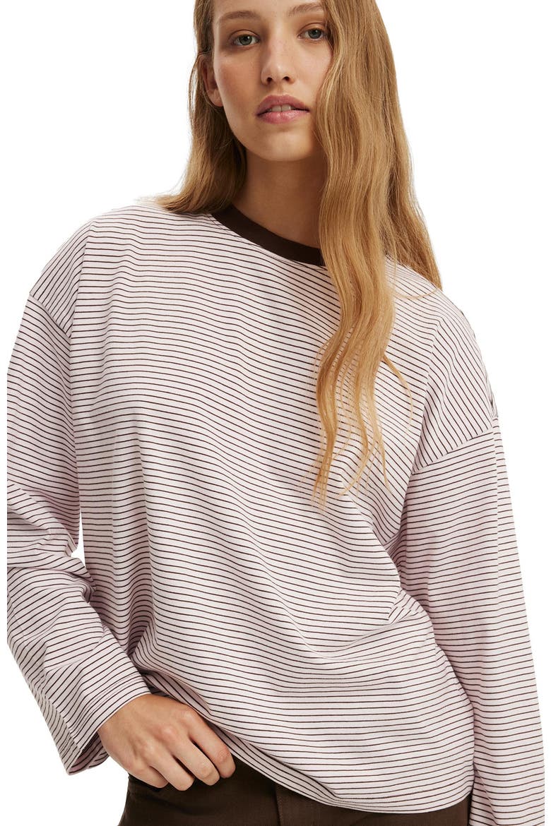 Women's Boxy Long Sleeve Top, Alternate, color, Lisa Stripe Babydoll Dark