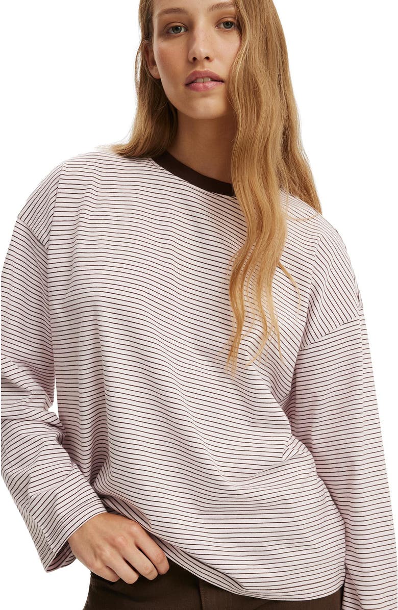 Cotton On Women's Boxy Long Sleeve Top, Alternate, color, Lisa Stripe Babydoll Dark