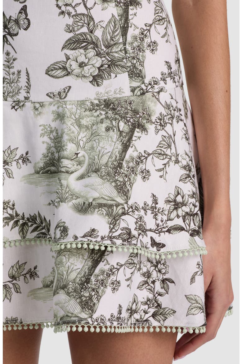Mixed Print Sweetheart Neck Linen Blend Dress, Alternate, color, DAYBREAK