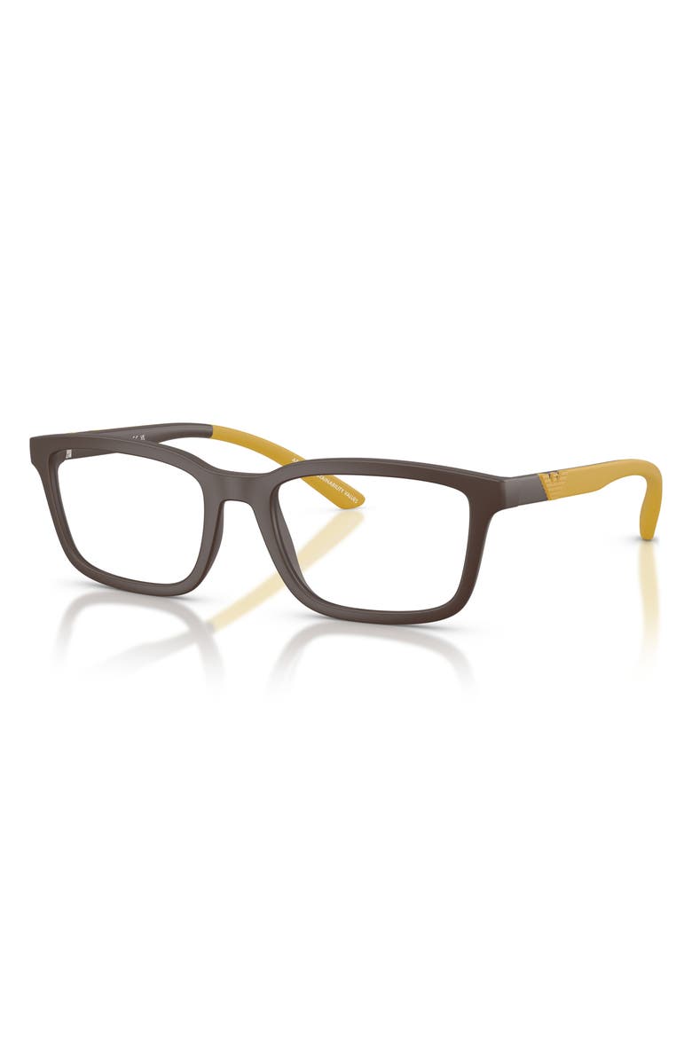 Emporio Armani 56mm Rectangle Optical Glasses, Alternate, color, Matte Brown / Demo Lens