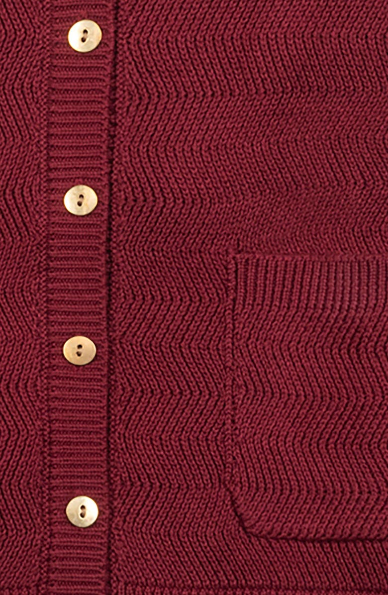 Hope & Henry Organic Chevron Stitch Cardigan Sweater, Alternate, color, Dark Red Chevron