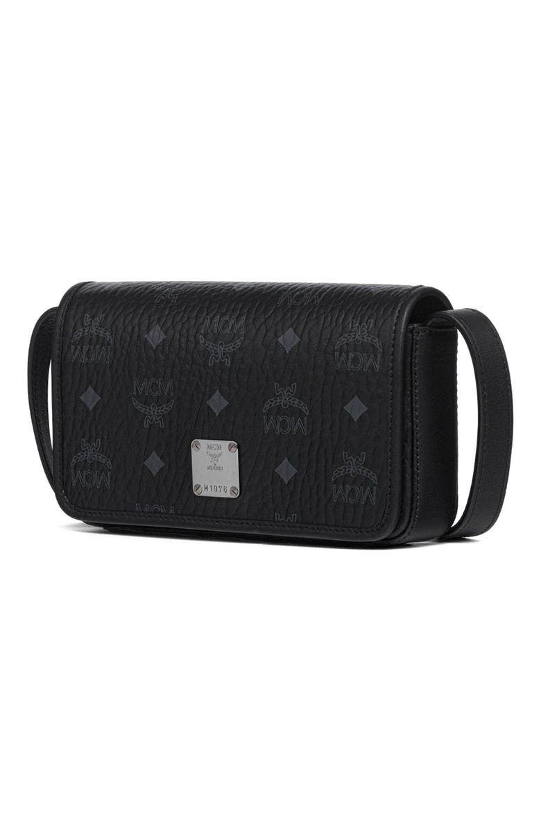 MCM Aren Phone Lanyard in Visetos, Alternate, color, Black