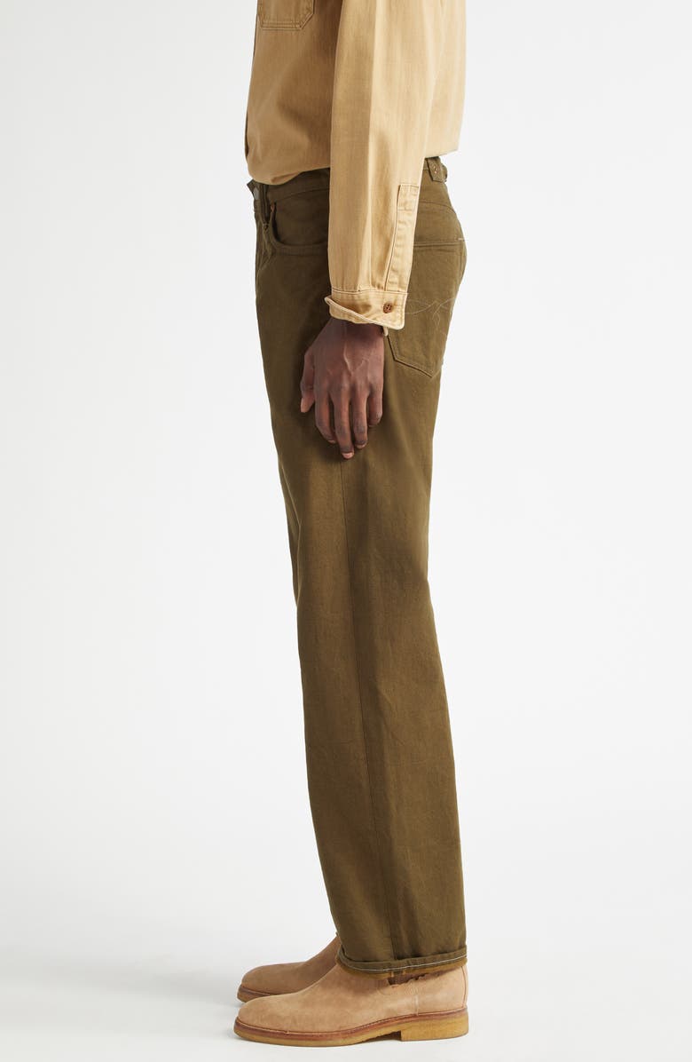 Double RL Selvedge Cotton Jeans, Alternate, color, Olive Rinse