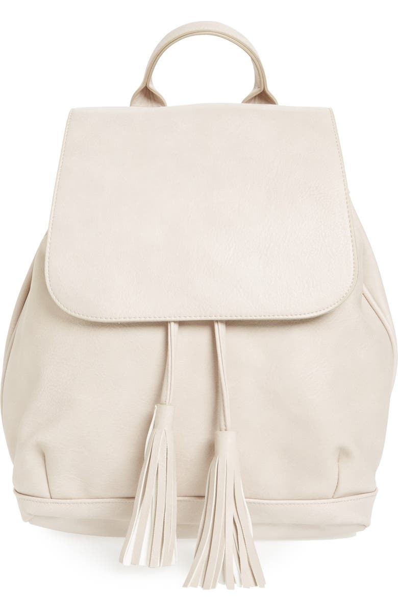 BP. Tassel Flap Faux Leather Backpack, Main, color,