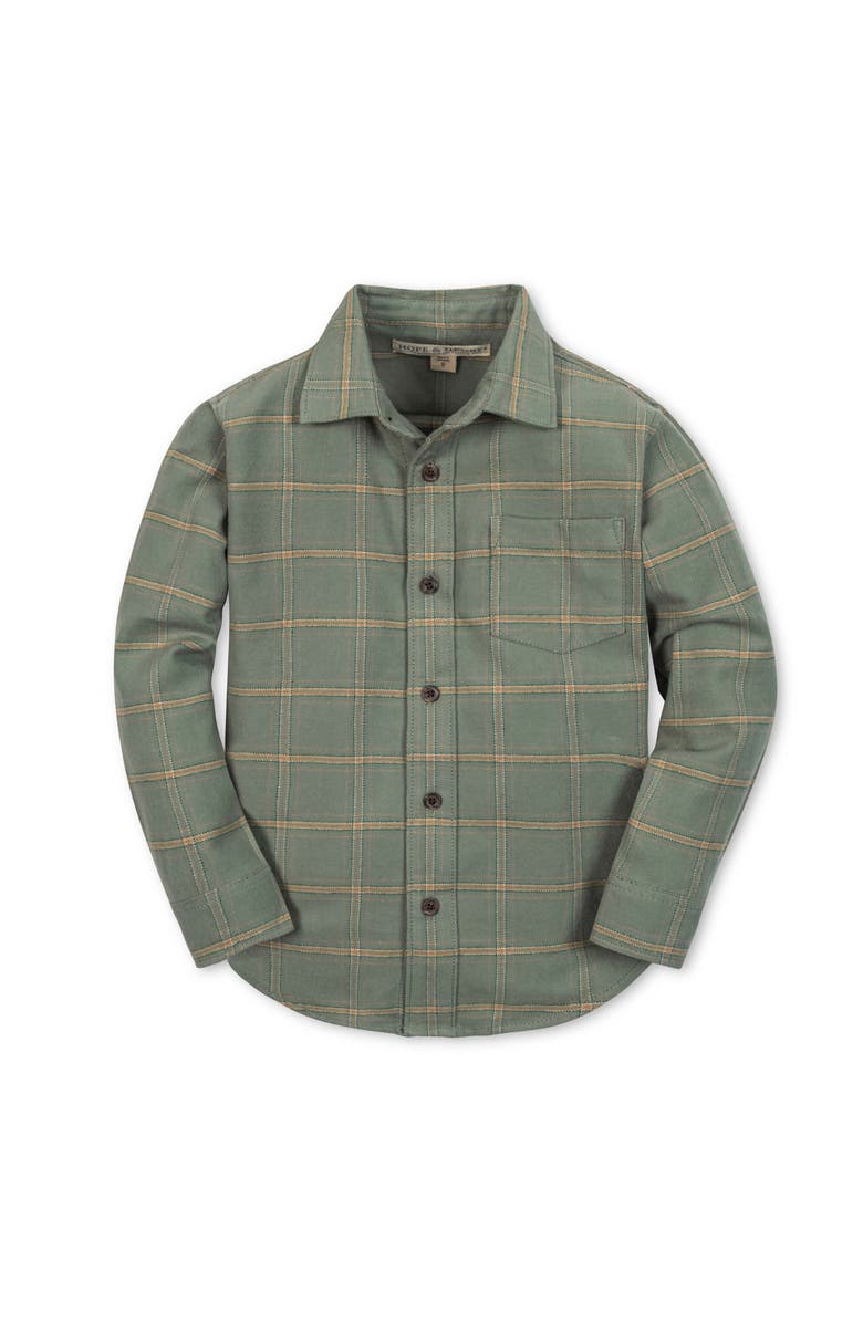 Hope 
Henry Boys
 Organic Flannel Shirt, Kids, Main, color, Sage Harvest Plaid