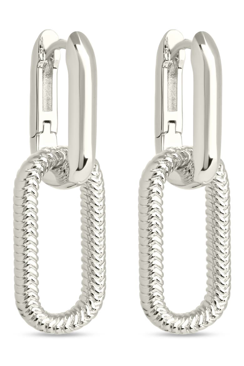 Sable Cubic Zirconia Link Drop Earrings, Main, color, SILVER